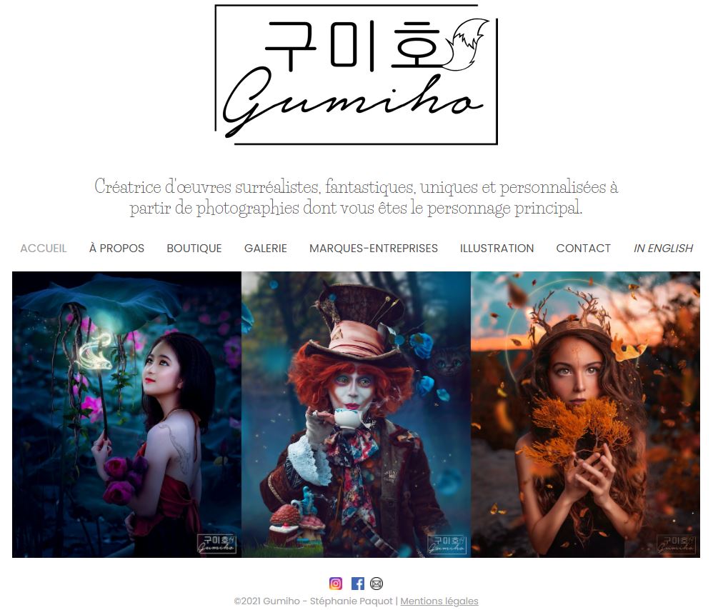 Site internet de Gumiho Artist. 